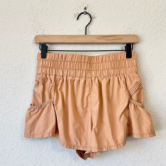 FREE PEOPLE MOVEMENT Get Your Flirt On Shorts Tan High Rise Training - Picture 2 of 9